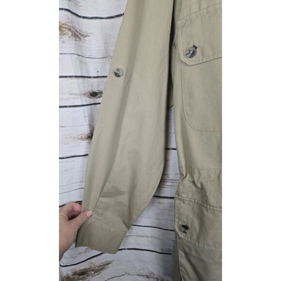 Travelsmith Beige Safari Jacket Mens M Utility Field Cargo Pockets Twill Travel - Picture 7 of 9